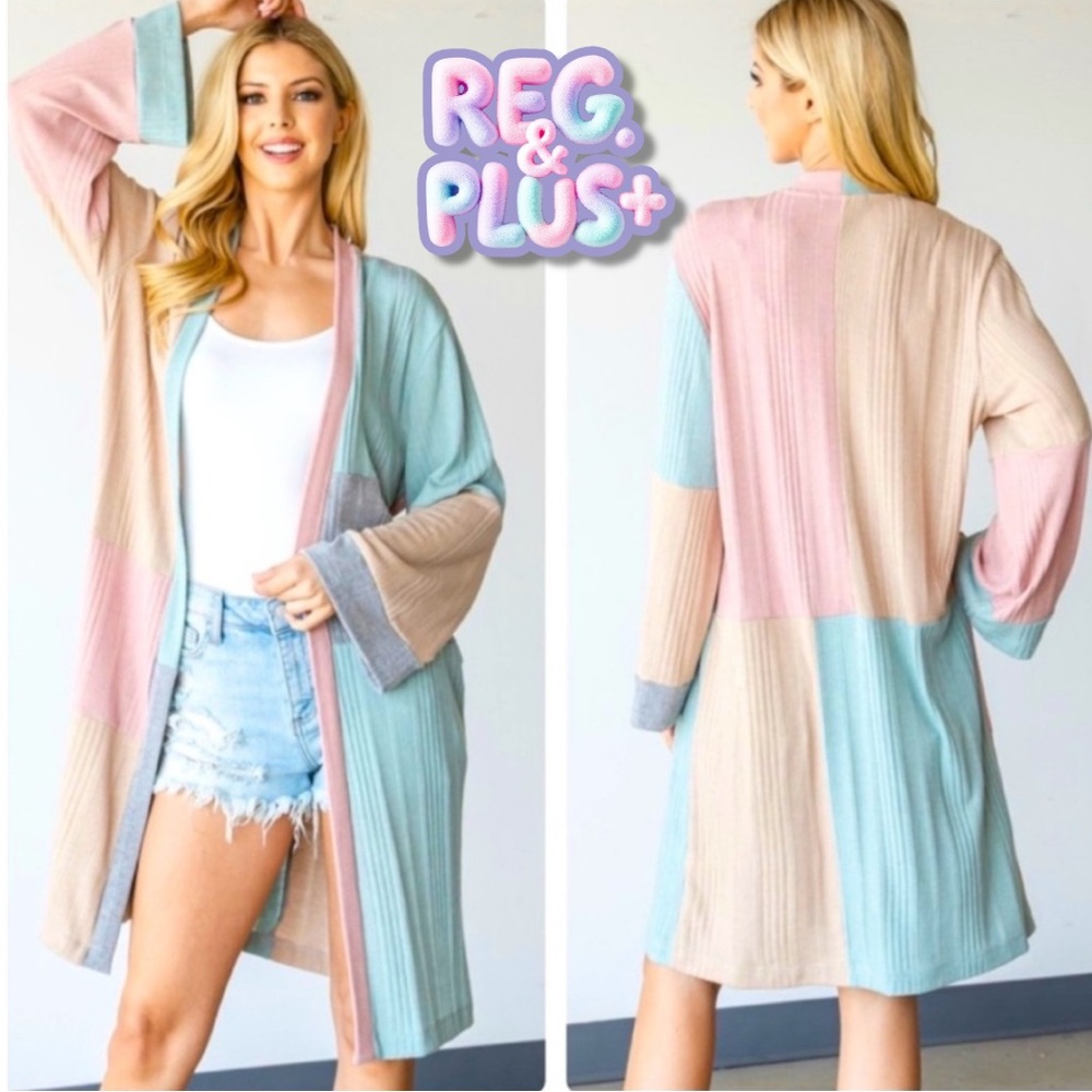 PLUS+ 💥Colorblock Open Front Cardigan, 
📌💥REG SIZE~ SEE SEP. LISTING>💥